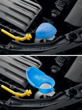Roomster - genuine Skoda Integrated funnel in the lid of the windscreen washer tank