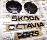 Octavia III - oryginalny zestaw emblematów Skoda MONTE CARLO czarny - ´SKODA´ + ´OCTAVIA´+´RS 245´+ przód/tył