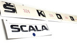 Scala - eredeti Skoda MONTE CARLO fekete emblémakészlet HOSSZÚ változat - SKODA + SCALA